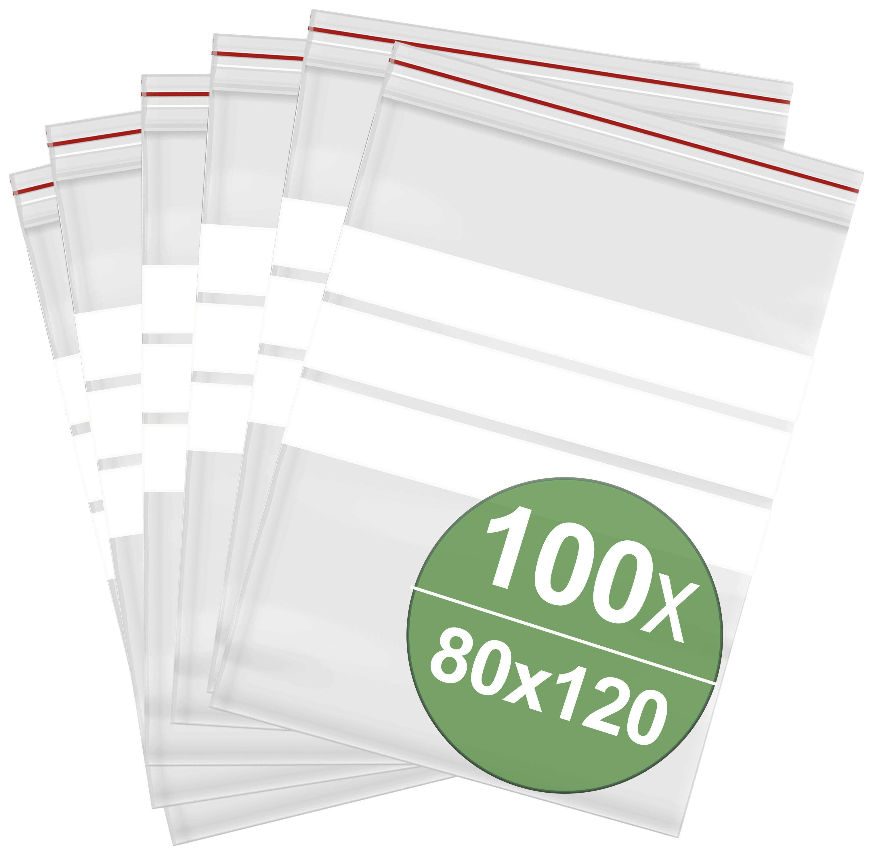 Återförslutningsbar påse med etikett (B x H) 80 mm x 120 mm Transparent Polyeten 100 st