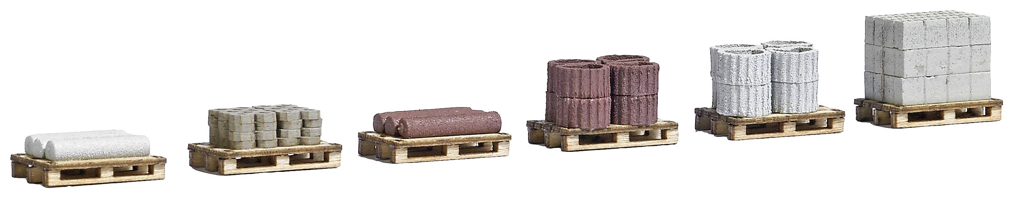 Busch 1813 H0 6 pallar med byggmaterial Byggsats