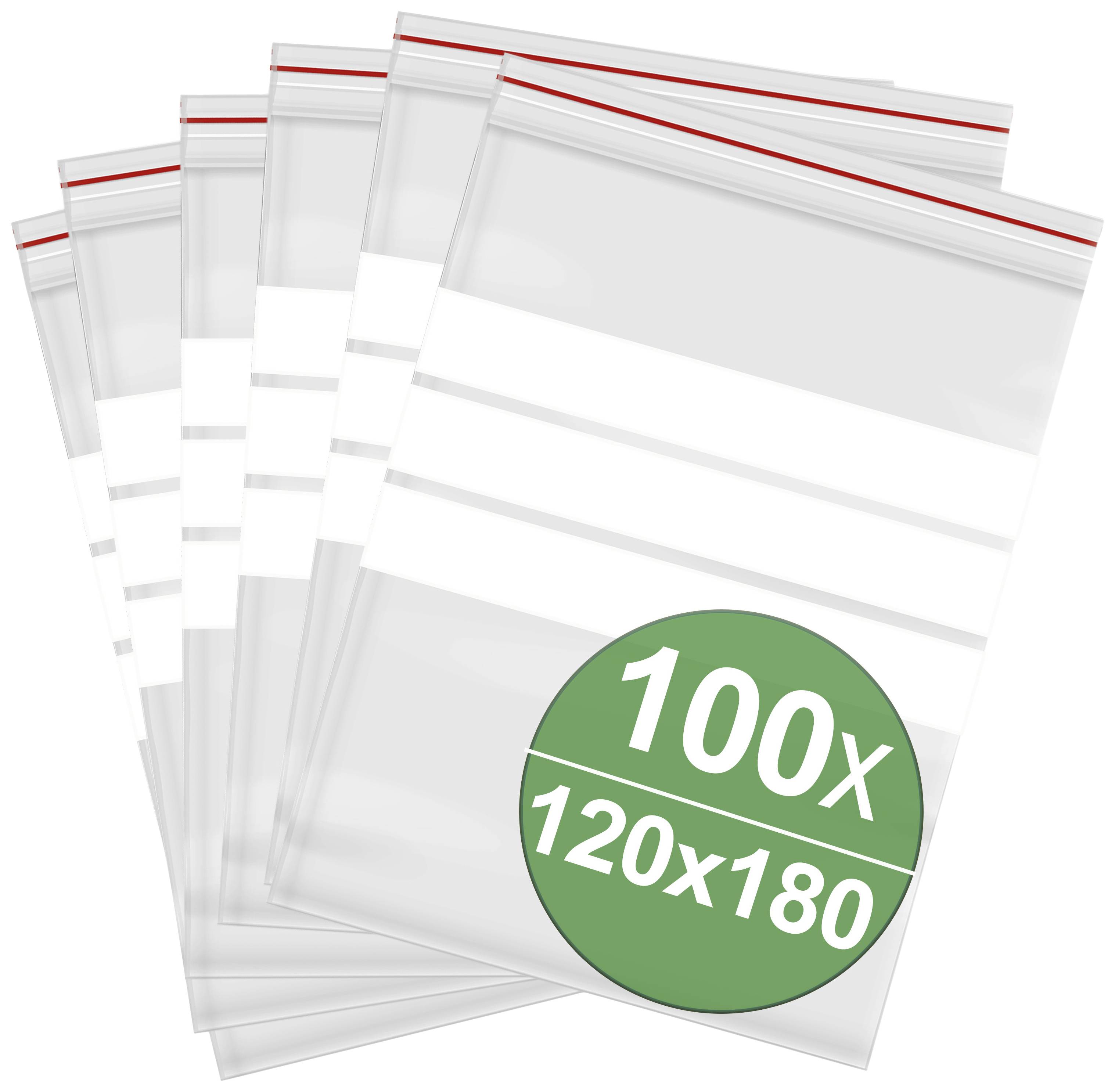 Återförslutningsbar påse med etikett (B x H) 120 mm x 180 mm Transparent Polyeten 100 st