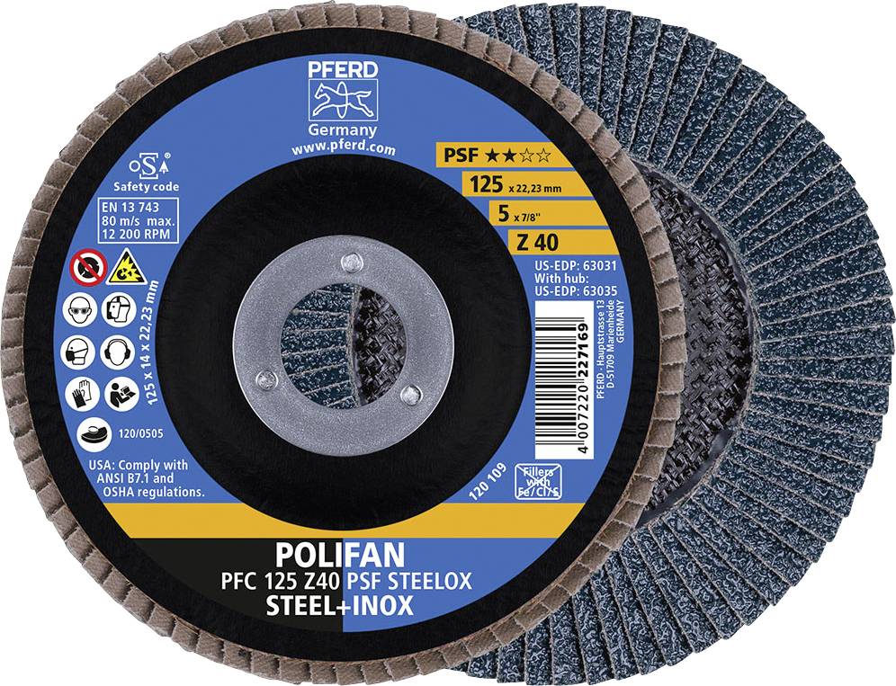 PFERD TOOLS 67764125 Z Psf Steelox Lamellslipplatta Diameter 125 mm Borrdiameter 22.23 mm 10 st