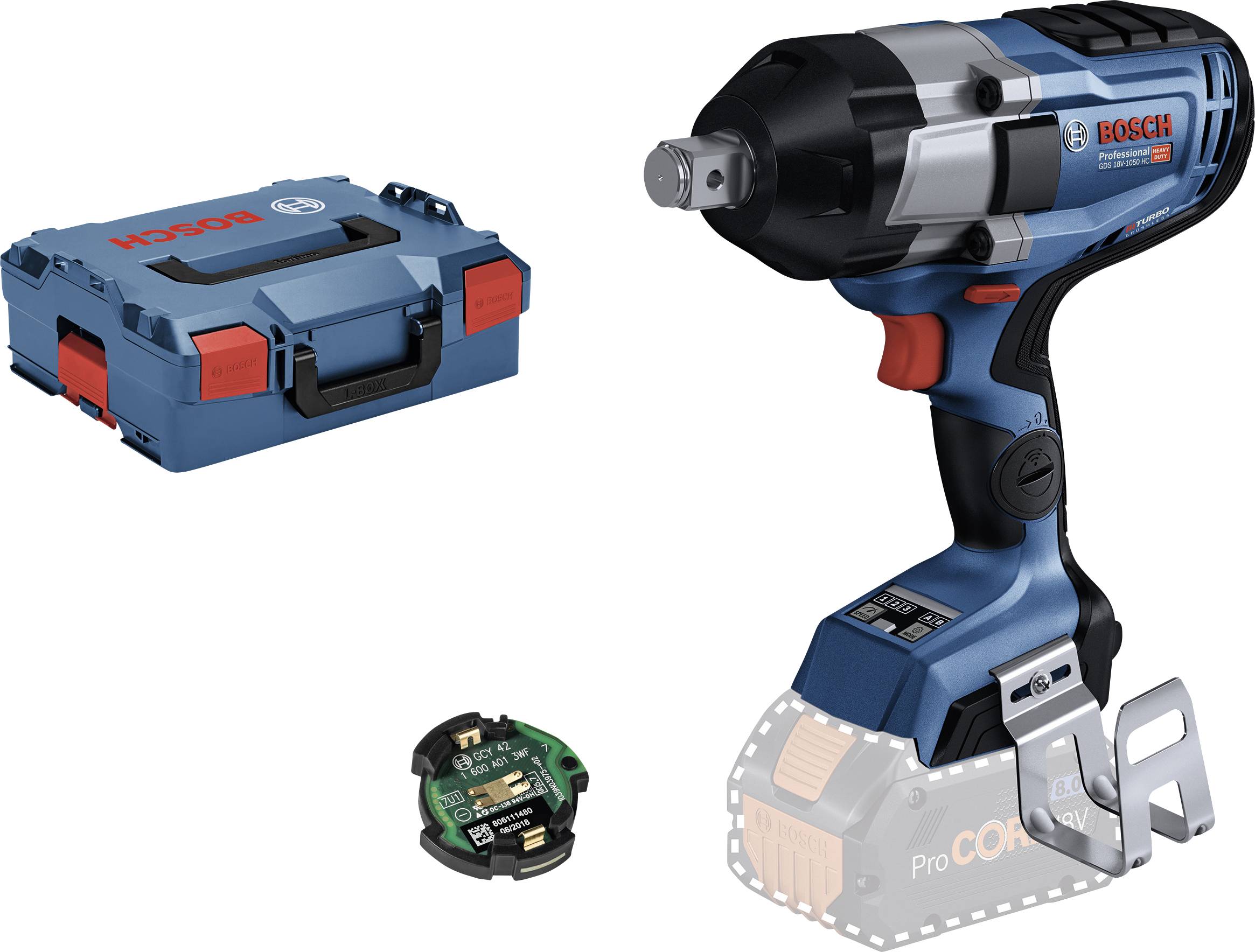 Bosch Professional GDS 18V-1050 HC + GCY-42 06019J8201 Mutterdragare batteri 1050 Nm 18 V Antal batterier som ingår 0 Li