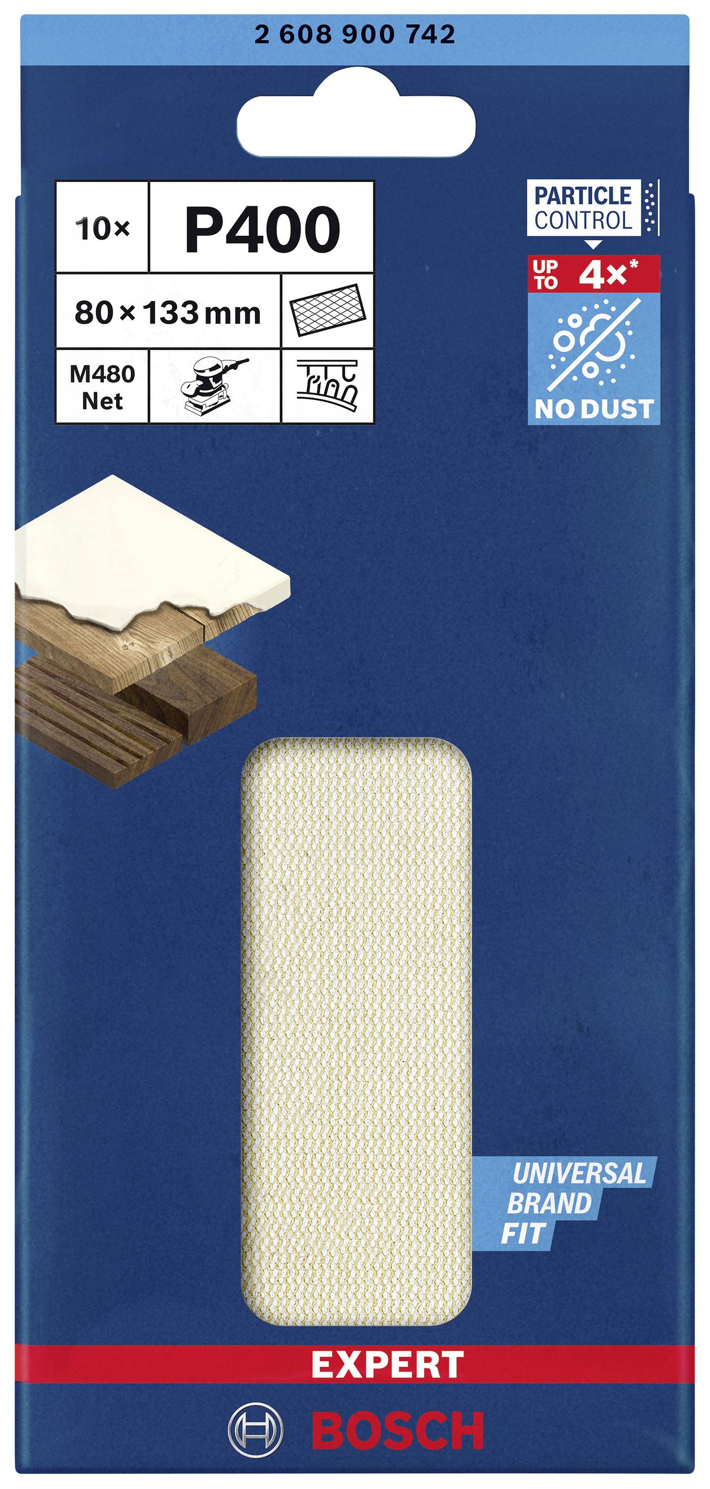 Bosch Accessories EXPERT M480 2608900742 Slipnät för oscillerande slipmaskin operforerad Kornighet 400 (L x B) 133 mm x