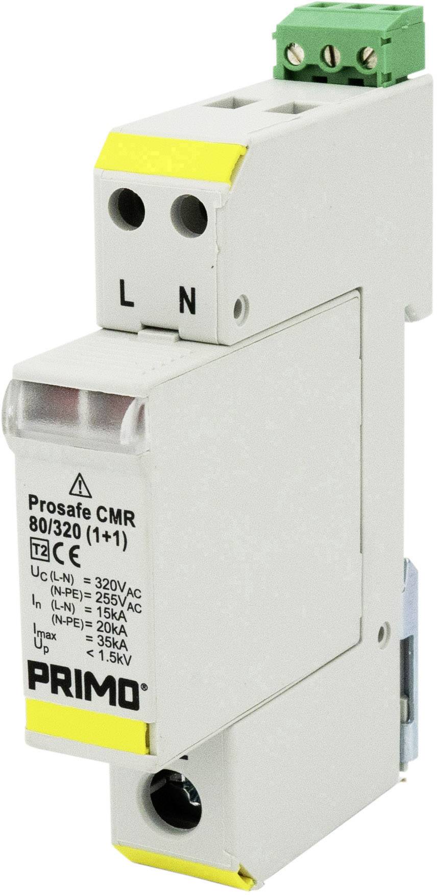 PRIMO P261 Prosafe CMR 80/320 (1+1) Fördelningsskåp-överspänningsskydd Överspänningsskydd för: Fördelningsskåp 20 kA 1 s