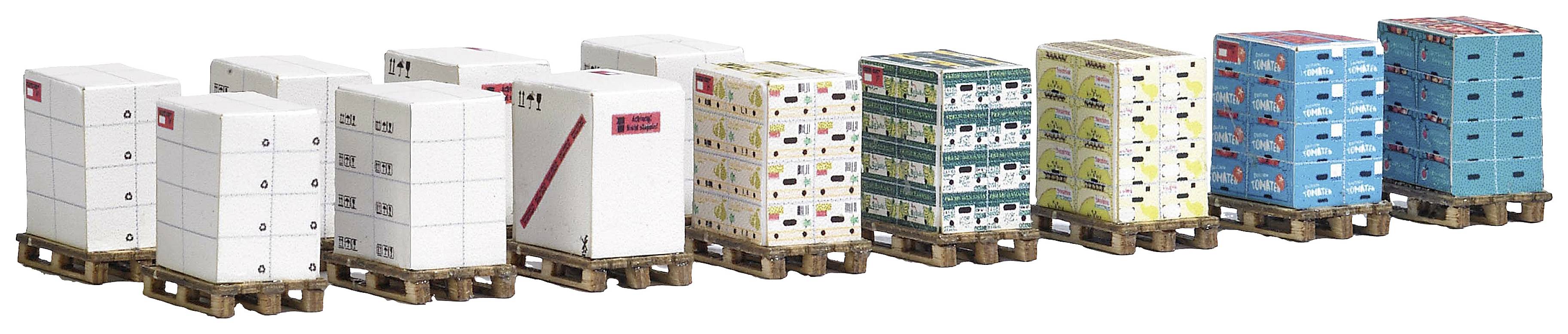 Busch 1812 H0 12 pallar med kartonger Byggsats