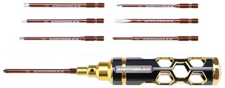 ArrowMax AM-460002-BG Verktygs-set 2 krysspårinsatser storlek 2, 3.5:e, 1 slitsinsats storlek 2, 4 yttersexkant-insatser