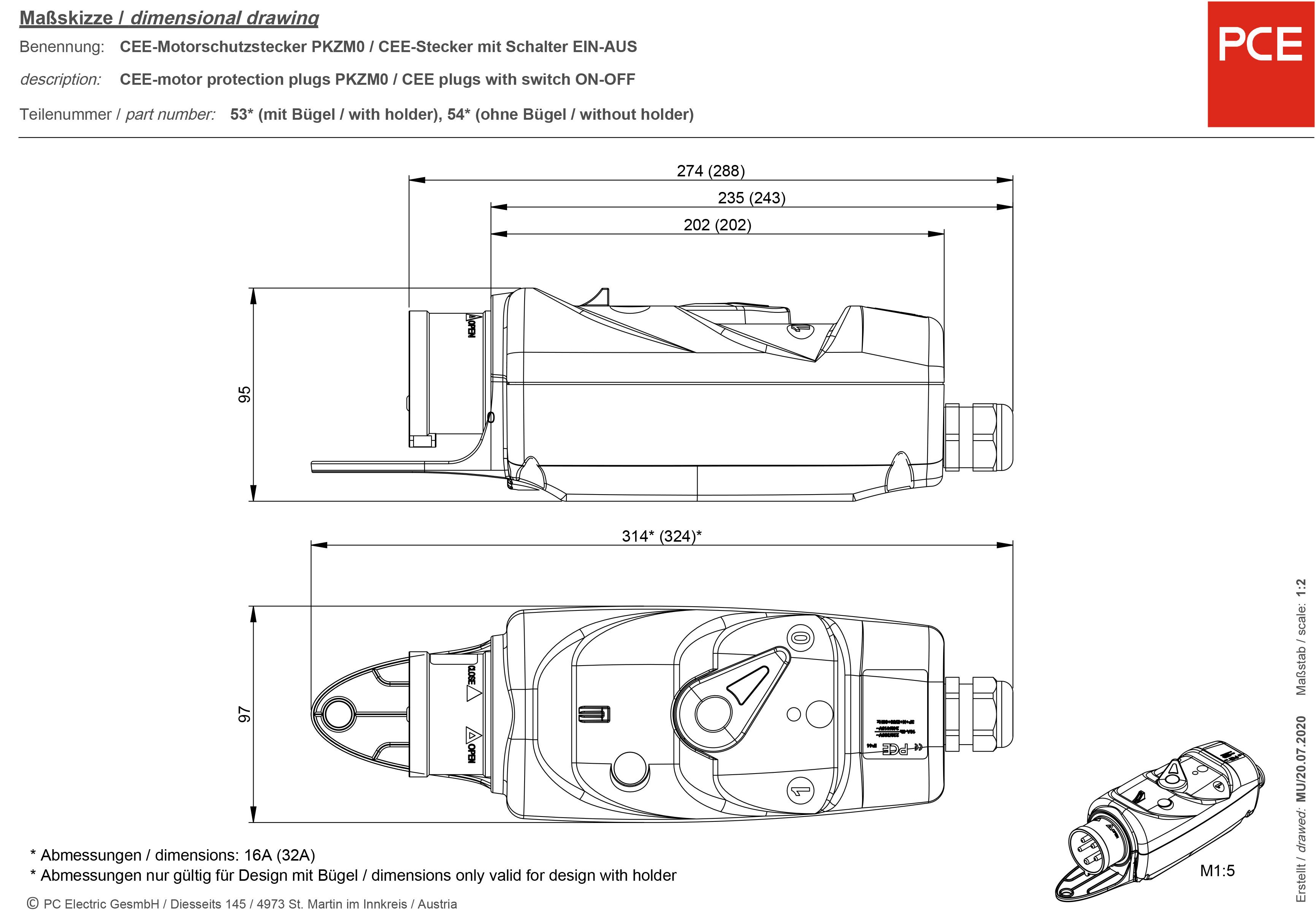 PCE 540150401 CEE motorskyddsplugg 16 A 5-polig 400 V 1 st