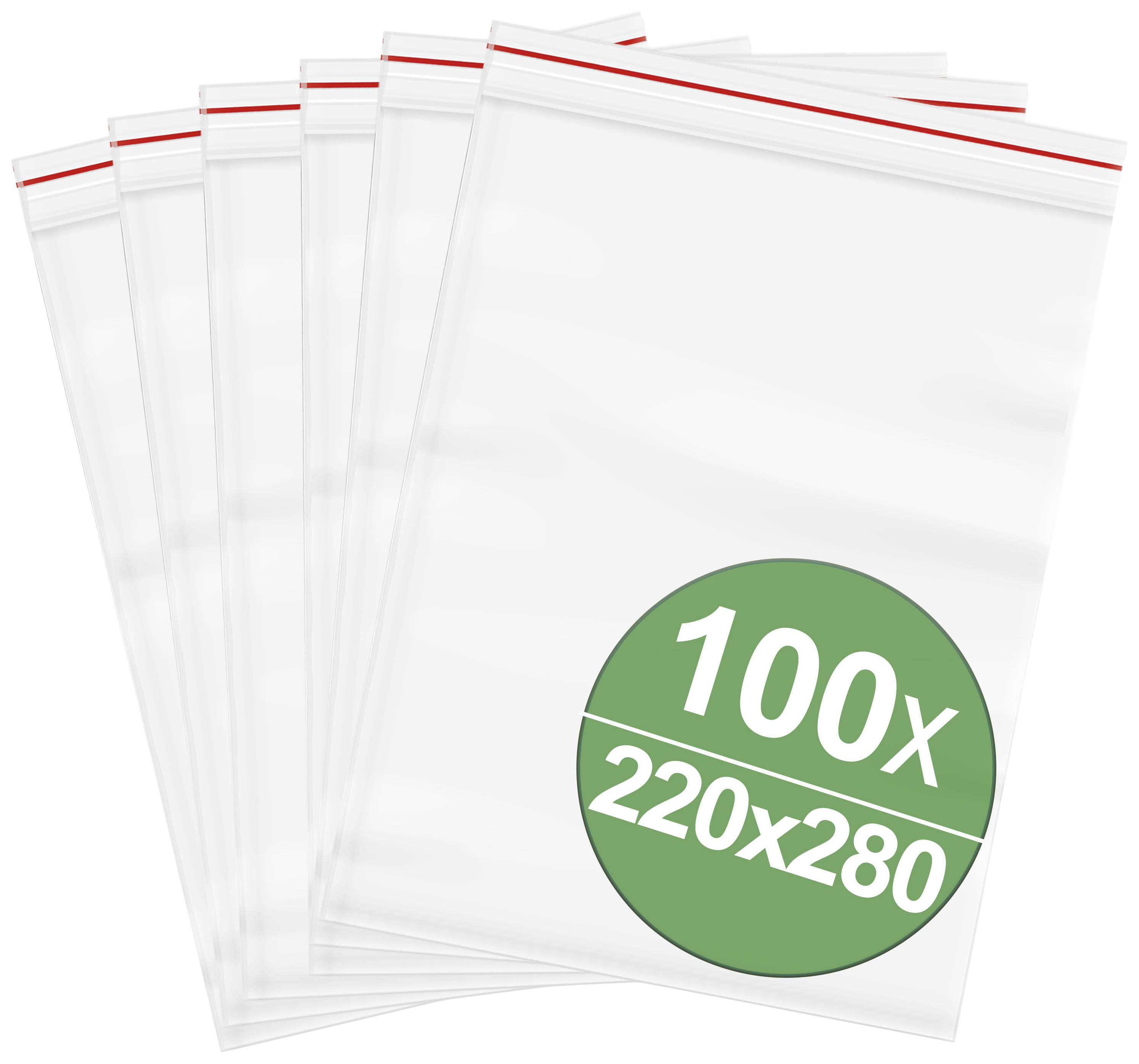Återförslutningsbar påse utan etikett (B x H) 220 mm x 280 mm Transparent Polyeten 100 st