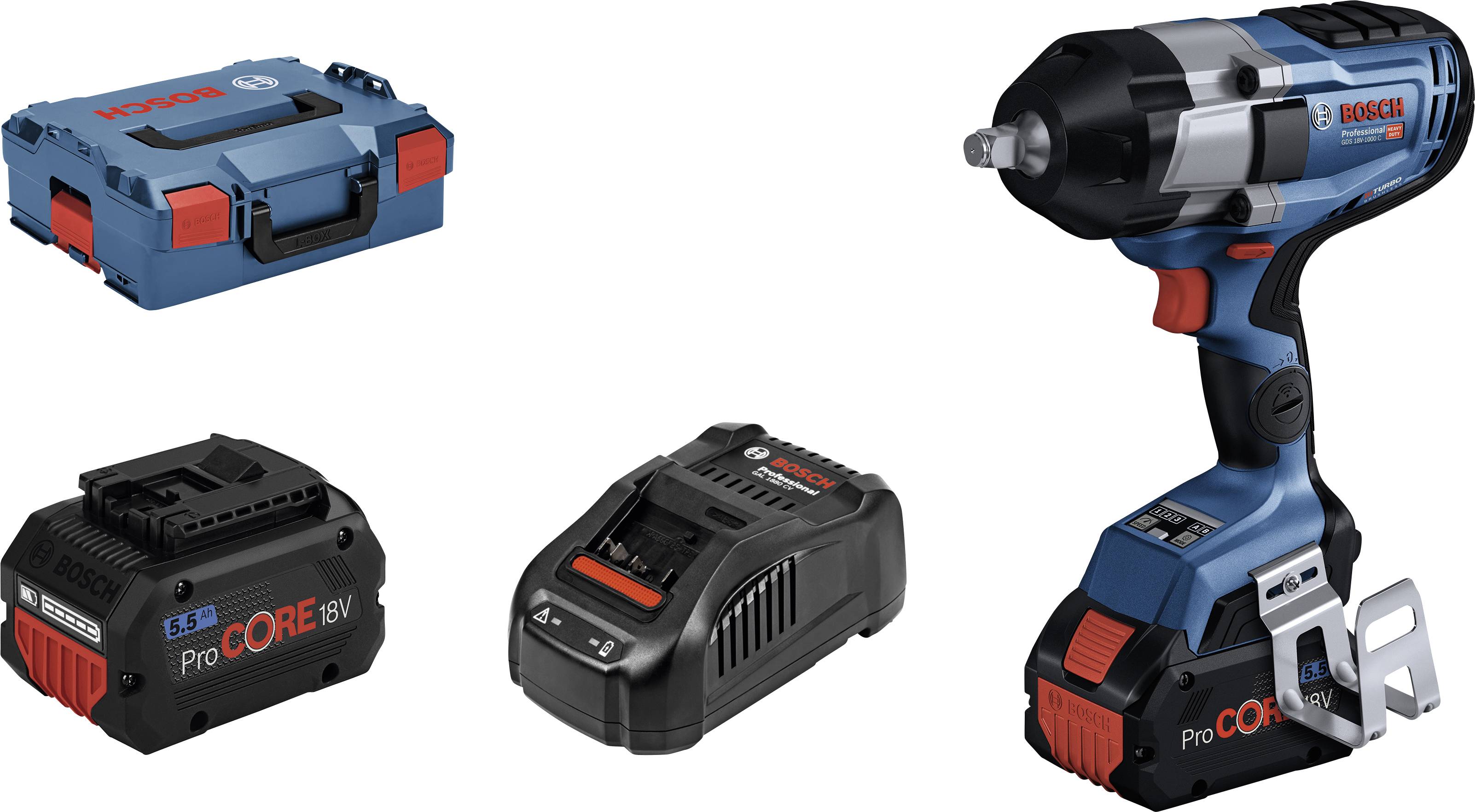 Bosch Professional GDS 18V-1000 C 06019J8003 Mutterdragare batteri 1000 Nm, Lösgöringsmoment max. 1600 Nm 18 V Antal bat