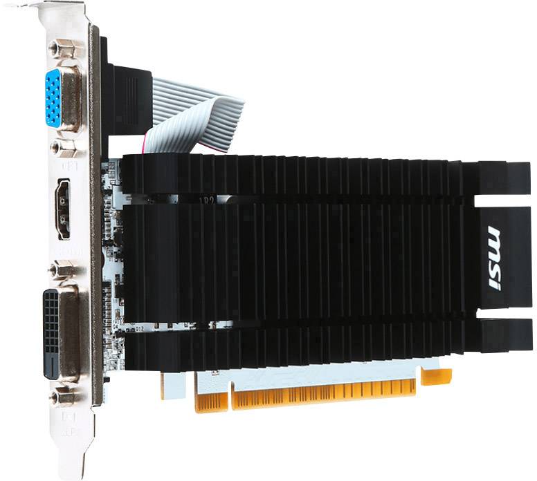 MSI Gaming Grafikkort Nvidia GeForce GT710 2 GB GDDR3 PCIe x8 HDMI, DVI, VGA Låg profil, Passiv kylning