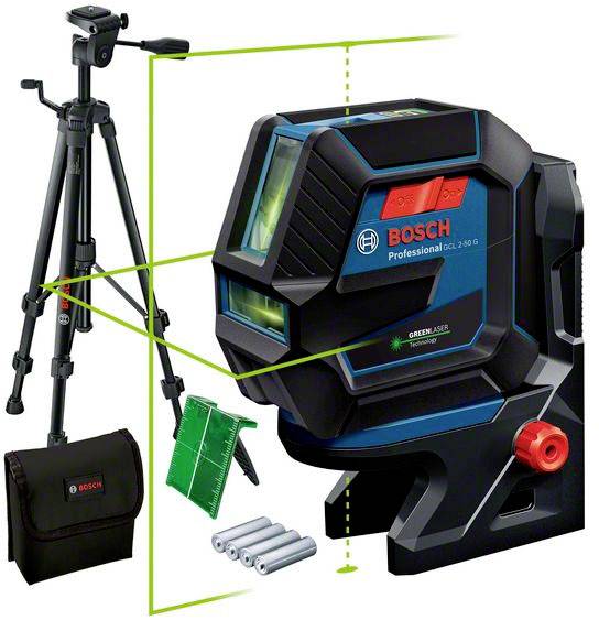 Bosch Professional GCL 2-50 G & Tripod Kors- & punktlinjelaser inkl. stativ, inkl. väska Räckvidd (max.): 15 m