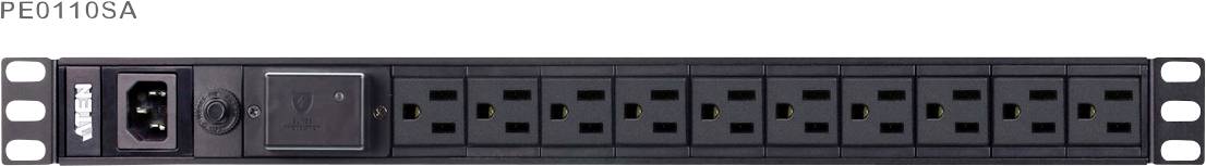 ATEN PE0110SG 19 tum Nätverksskåp-förgreningsdosa 1 U IEC C13 10A Överspänningsskydd Svart
