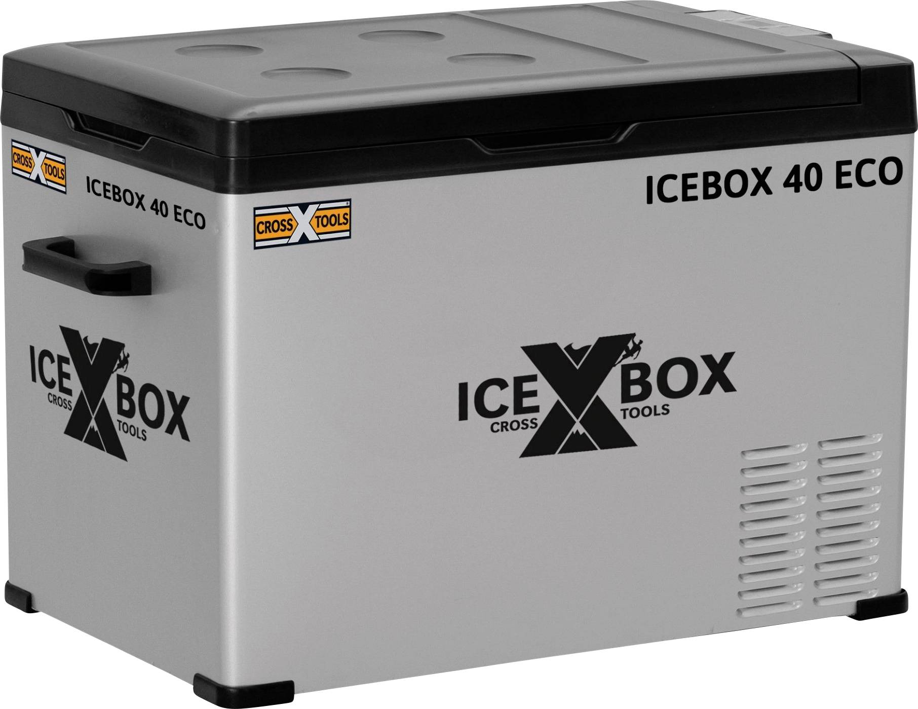 CrossTools ICEBOX 40 Eco Kylbox EEK: B (A – G) Kompressor 230 V, 24 V, 12 V Silver (matt), Svart 37 l