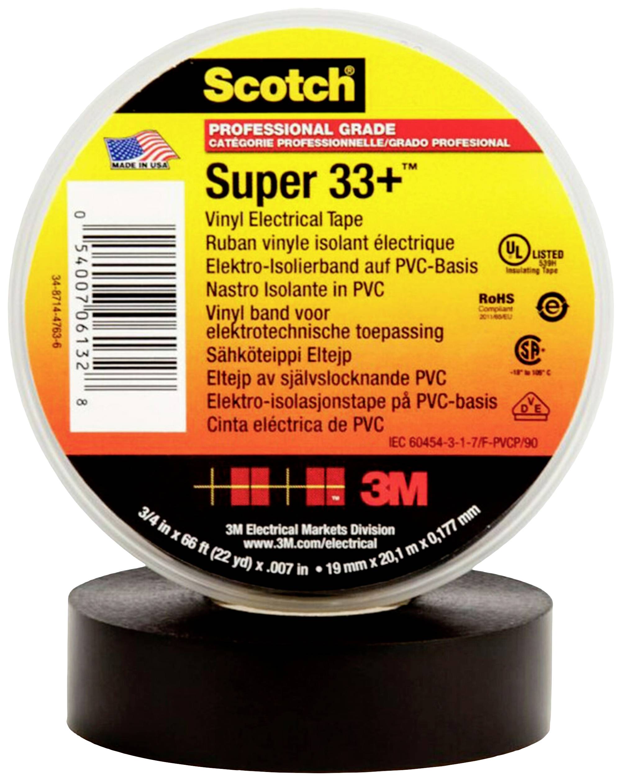 3M SUPER33+-19X20 Isoleringstejp Scotch® Svart (L x B) 20 m x 19 mm 1 st