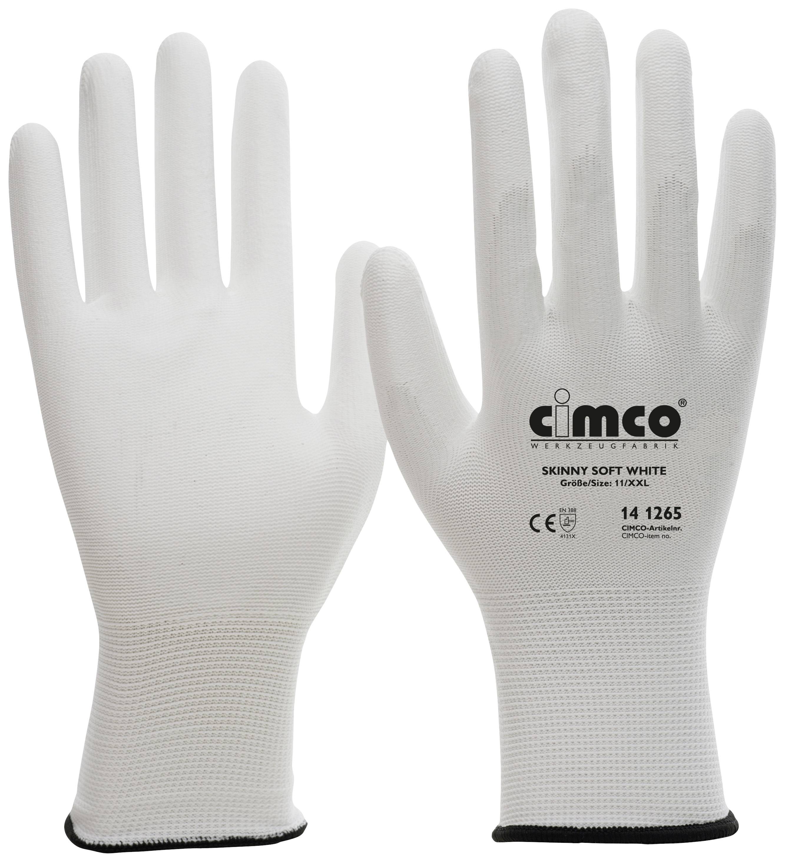 Cimco Skinny Soft White 141281 Nylon Arbetshandske Storlek (handskar): 8, M 1 par