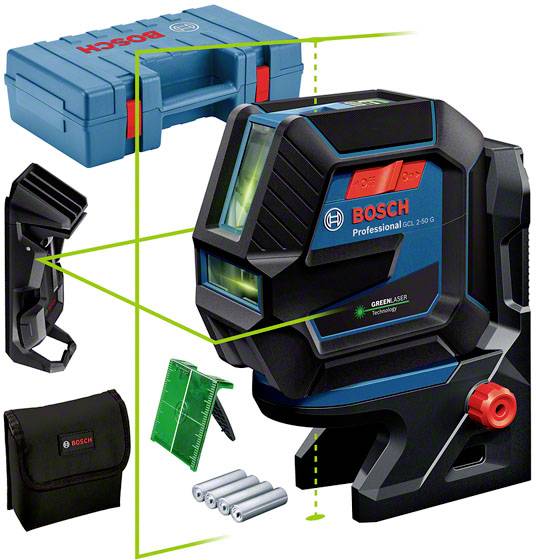 Bosch Professional GCL 2-50 G Kors- & punktlinjelaser inkl. väska Räckvidd (max.): 15 mm