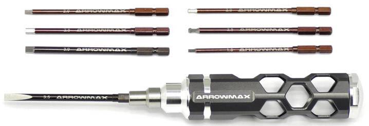 ArrowMax AM-460004 Verktygs-set 1 slitsinsats storlek 3,5, 4 yttersexkant-insatser storlek: 1.5, 2, 2.5, 3, 2 kulytterse