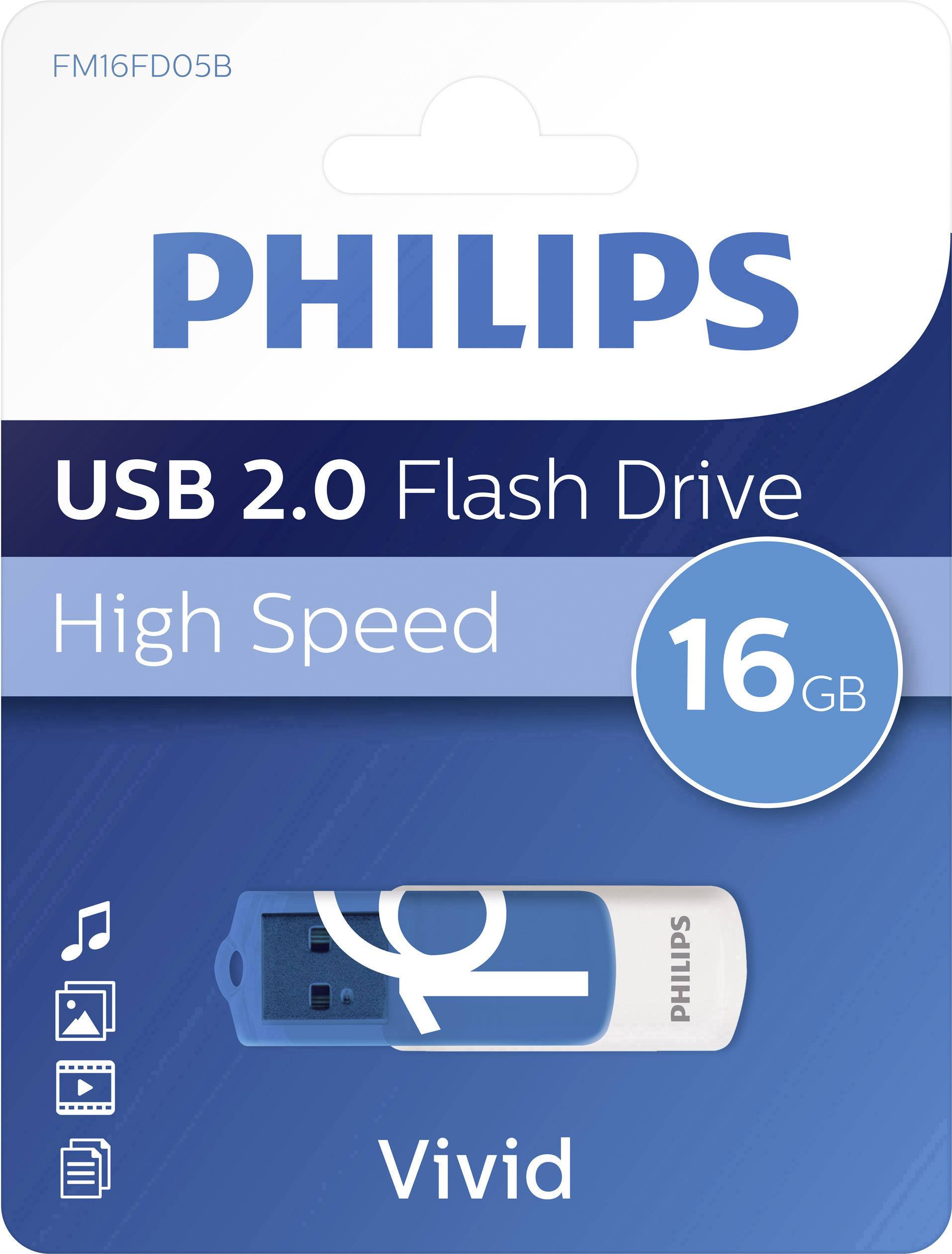 Philips VIVID USB-minne 16 GB Blå FM16FD05B/00 USB 2.0