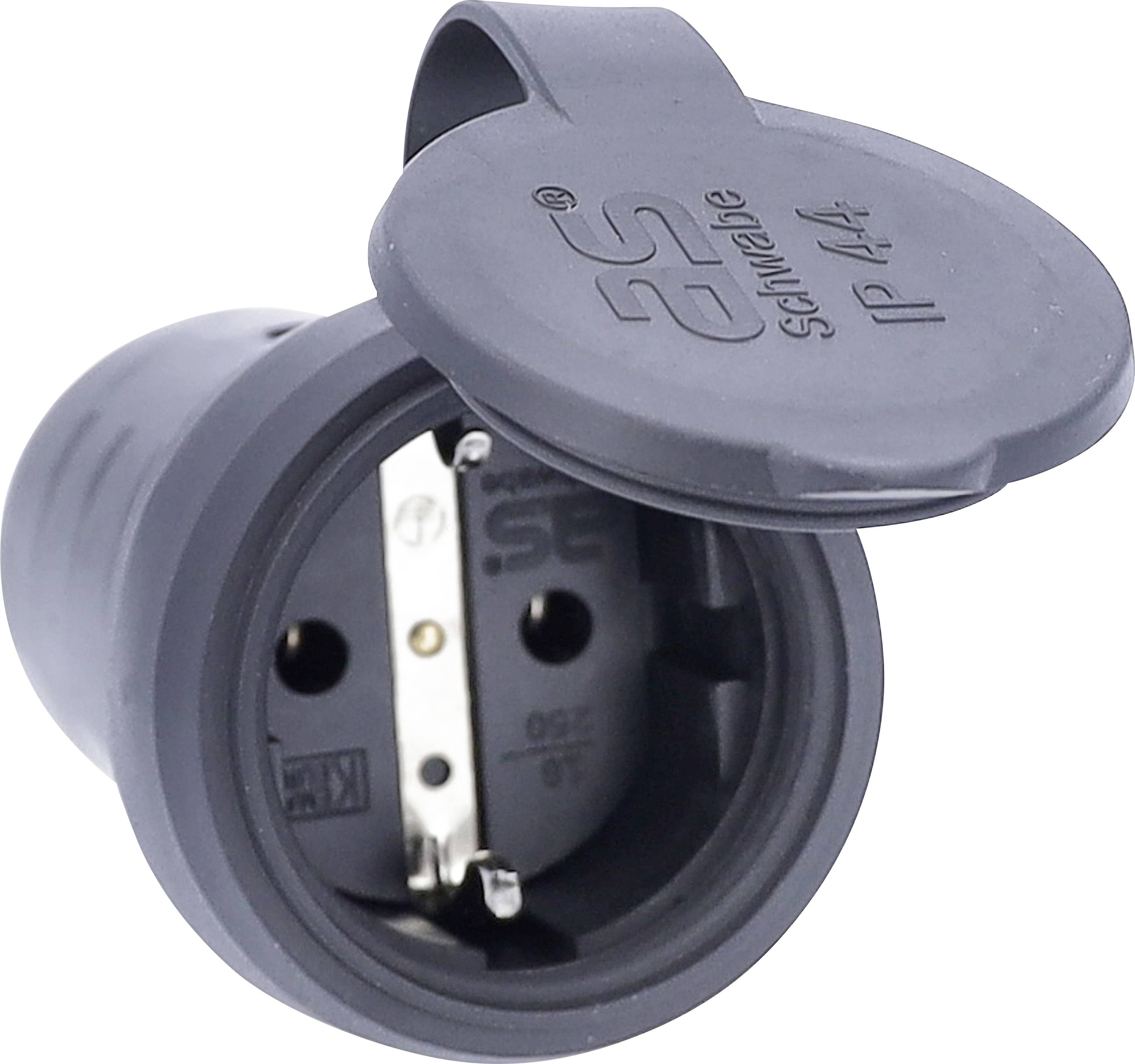 AS Schwabe 60417 Skarvuttag Massiv gummi 230 V Svart IP44