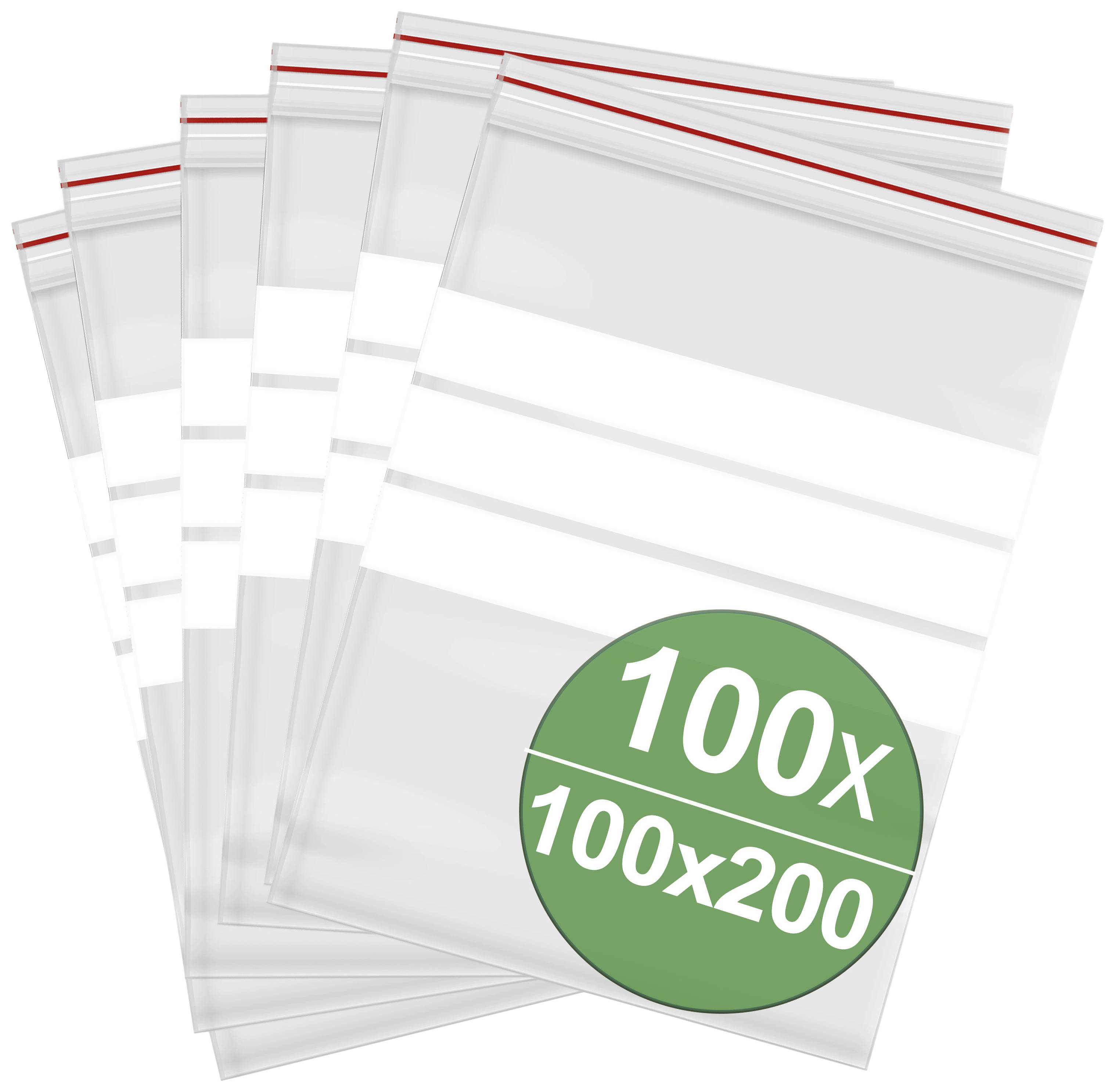 Återförslutningsbar påse med etikett (B x H) 100 mm x 200 mm Transparent Polyeten 100 st